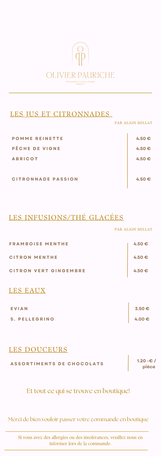 Carte Boissons Fraîches