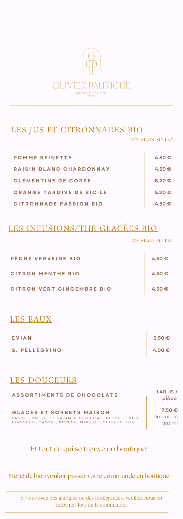 Carte Boissons Fraîches