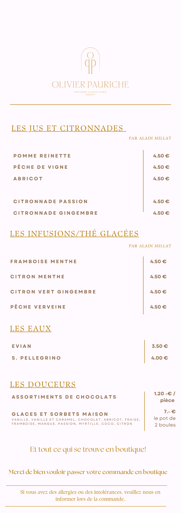 Carte Boissons Fraîches