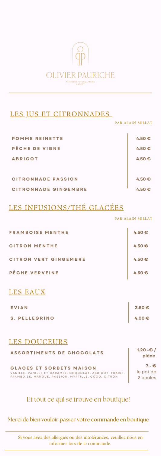 Carte Boissons Fraîches