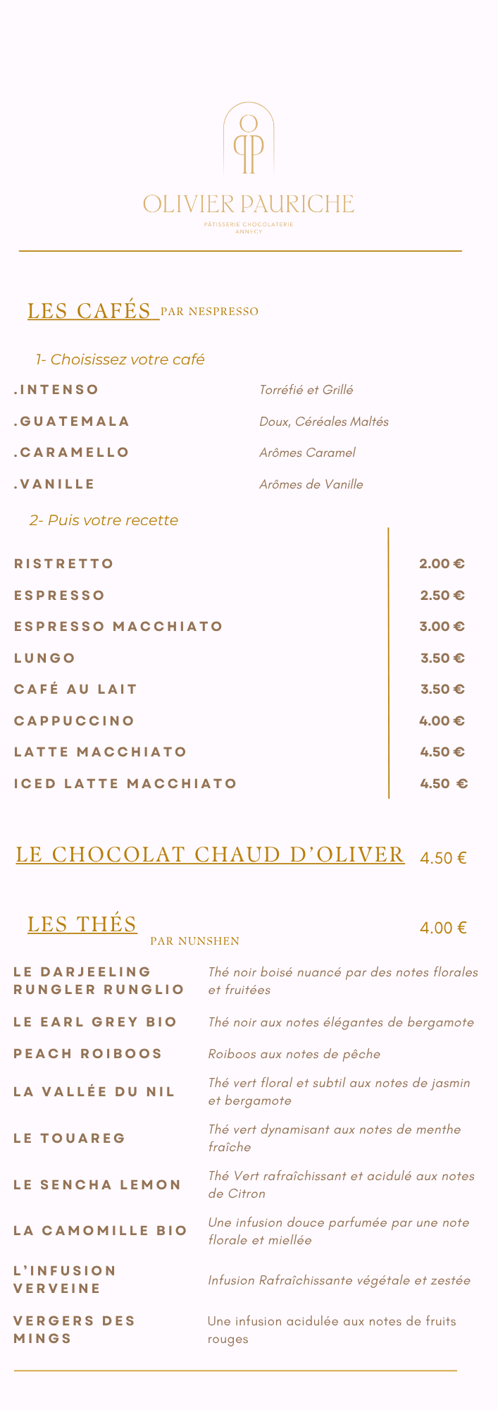 Carte Boissons Chaudes