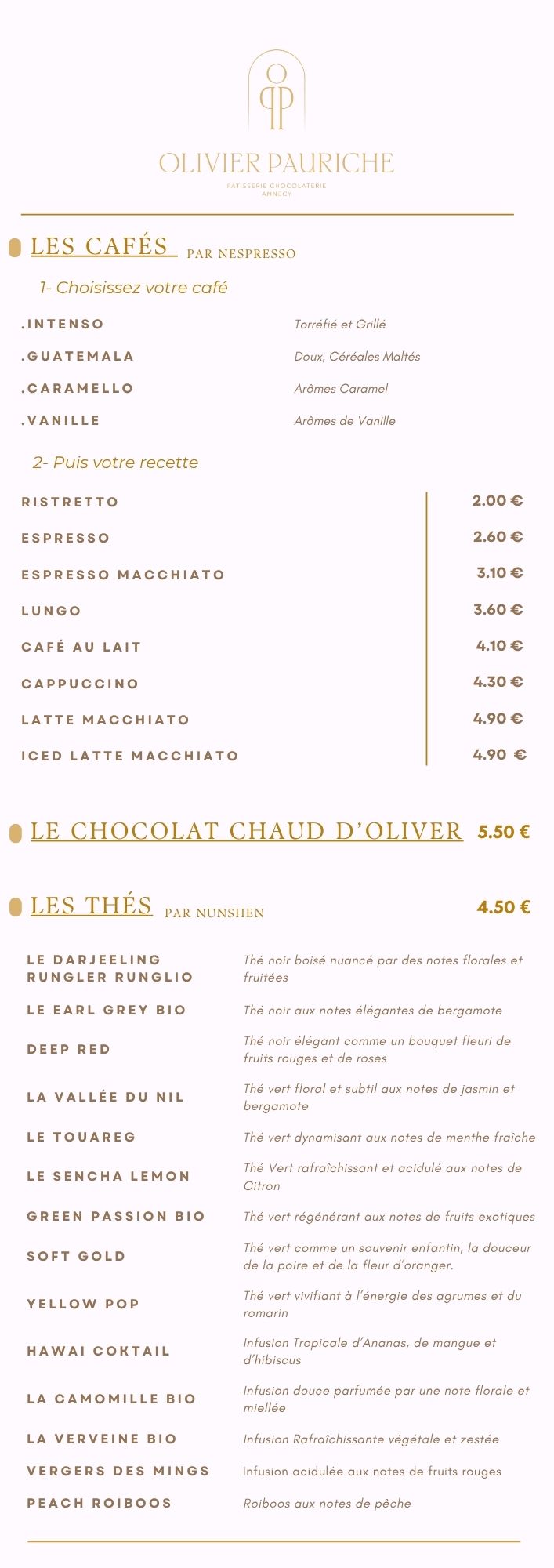 Carte Boissons Chaudes