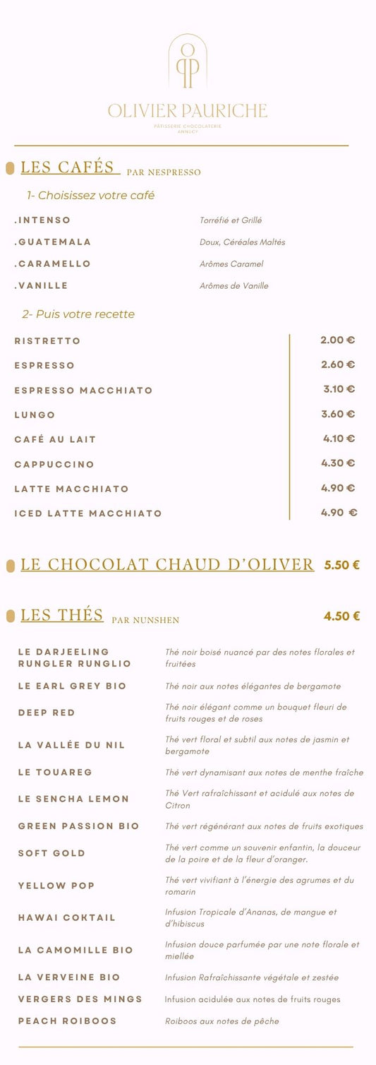 Carte Boissons Chaudes